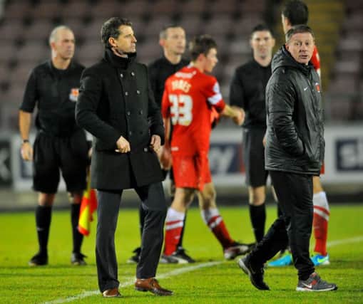 Colin Cooper and Craig Hignett at the end of the FA Cup replay against Coventry City in 2013. Picture by FRANK REID