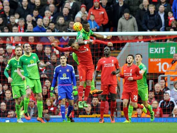 Lamine Kone in action for Sunderland against Liverpool