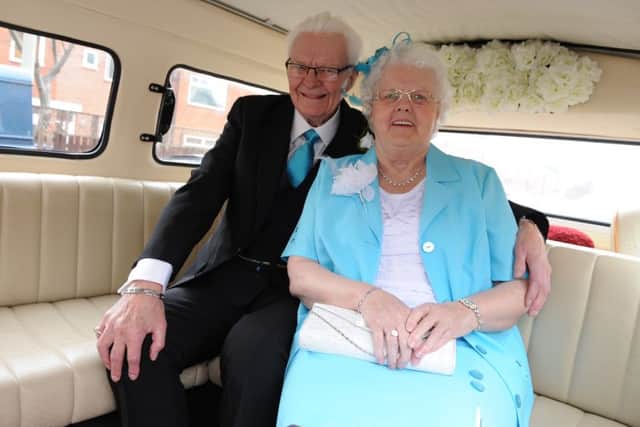 Edith and Ray Price renew their wedding vows at St Hilds and St Helens Church, Dawdon, as part of their Diamond Wedding Anniversary celebrations.