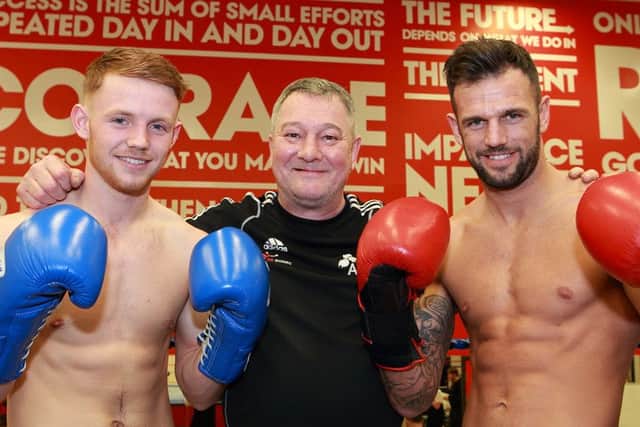 Jay Hughes, East Durham College boxing coach Dave Binns & Christopher Wallace.