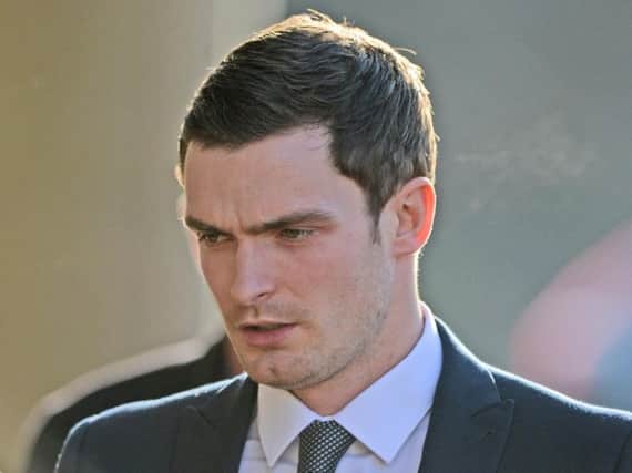 Adam Johnson turns up at Bradford Crown Court for the sixth day of his trial.