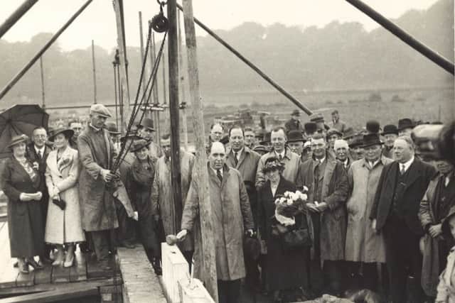 Laying the foundation stones at Houghall College in 1937.