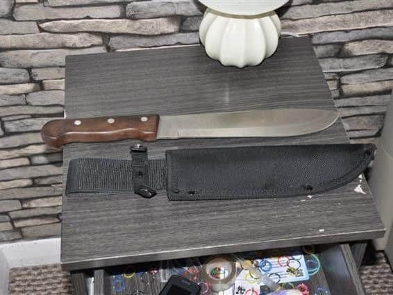 A machete recovered by police.