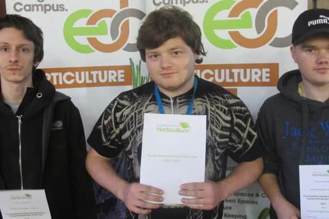 Young horticulturists, left to right, Ben Walker, Damian Unsworth and Jamie Fisher.