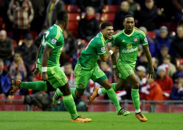 Sunderlands leading goal scorer Jermain Defoe celebrates another strike.
