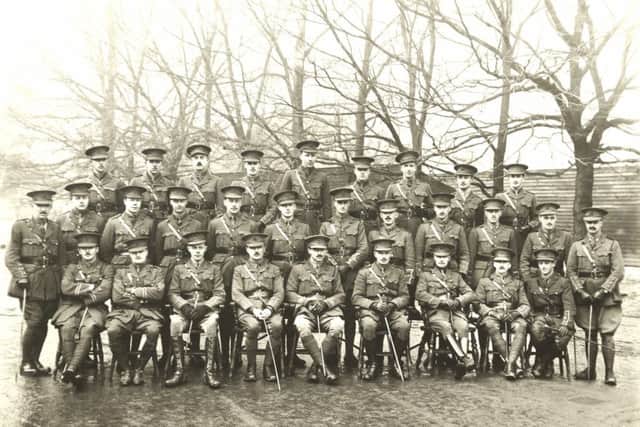Officers from the 20th (Service) Battalion of Durham Light Infantry pictured in June 1916.