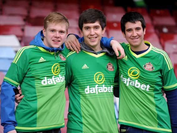 Sunderland AFC fans with their free away shirts