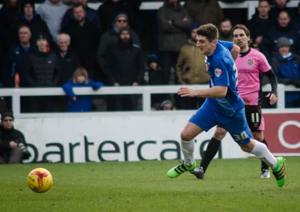 Jake Gray races on goal for Pools against Northampton in Saturday's 0-0 draw