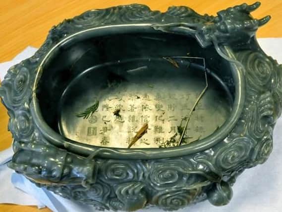 An 18th Century jade bowl recovered after the heist.