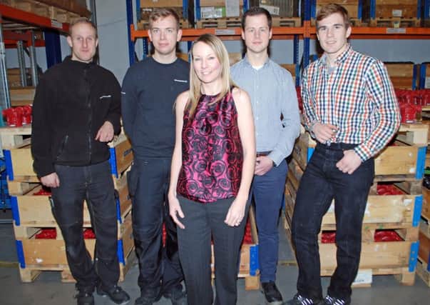 Lyndsey Green with, left to right, Michael Mikhelsen, Jeppe Skals, Torben Graser and Tim Wuestefeld
