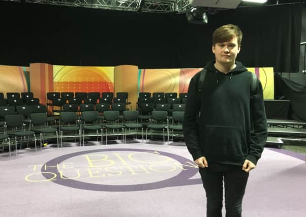 Conner Walker on the set of The Big Questions.