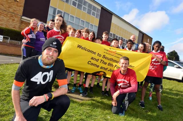 Runner Ben Smith visits Southmoor School in the midst of a challenge to run 401 marathons in 401 days