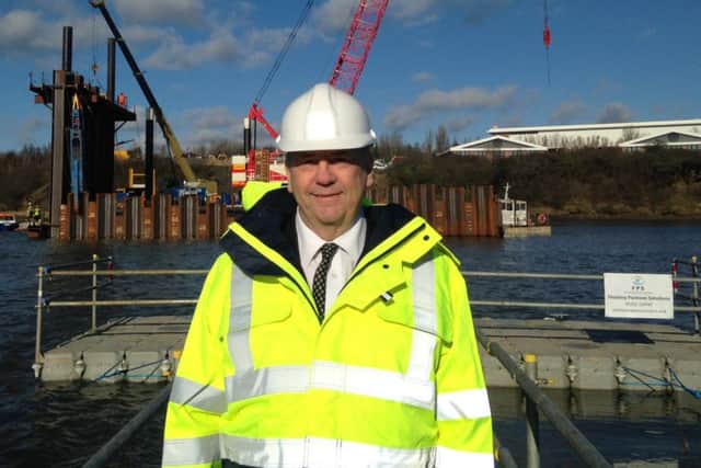 Coun Paul Watson at the site of the new Wear Crossing.