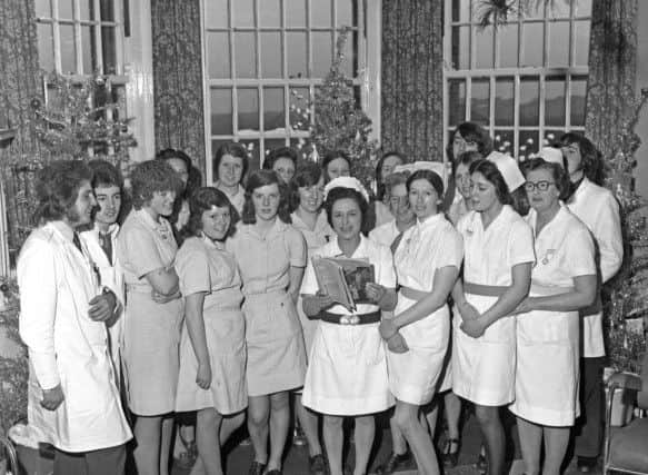 Nurses and cadets at Cherry Knowle Hospital pictured in December 1974.