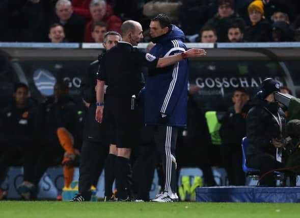 Gus Poyet is sent off against Hull, the day after Adam Johnson's arrest