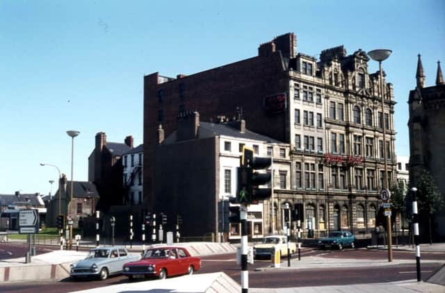 A rare colour shot here of the Grand Hotel in Bridge Street in 1973. Just a year later it was reduced to rubble.