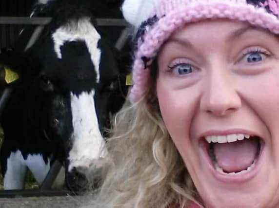 Jess Petty with Jess the cow,