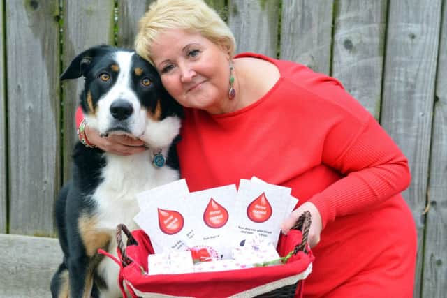 Clare Dixon with dog blood doner Oscar