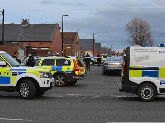 Armed police in Fulwell Road in Sunderland.