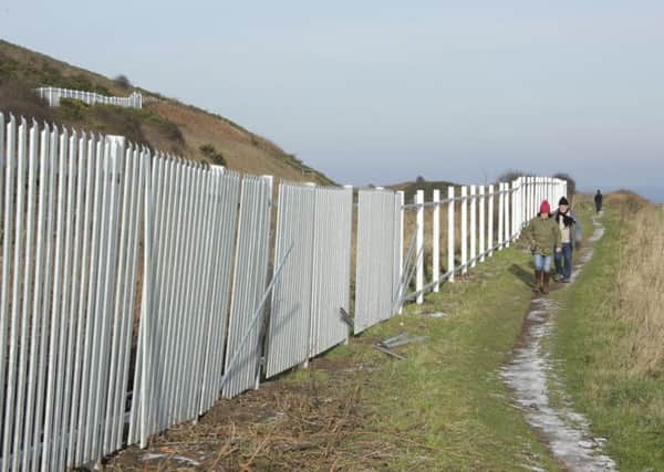 The section of fence at Beacon Hill which has led to concerns being raised by Durham Heritage Coast.