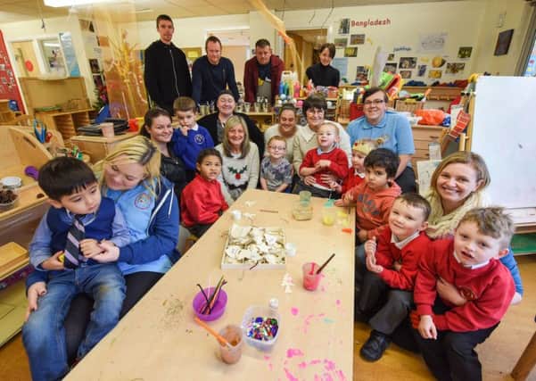 Staff, children and parents at the Millfield Community Nursery, Bell Street, Sunderland, celebrate a good rating from Ofsed