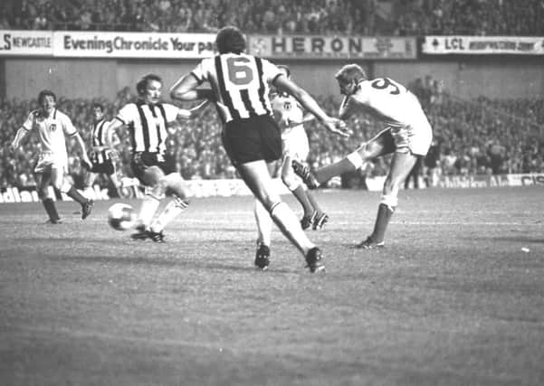 Alan Brown draws Sunderland level  in the 1979 2-2 draw at St Jamess Park