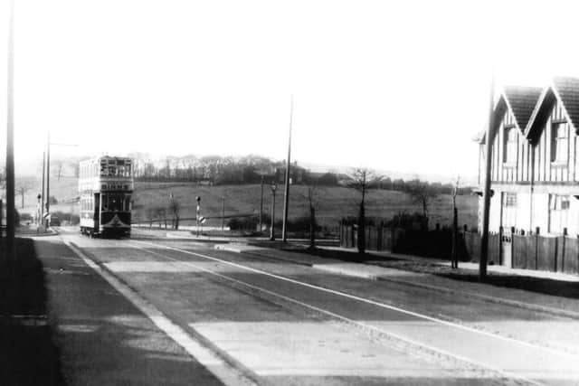 The Humbledon tram terminus, part of Plains Farm in 1936.