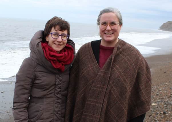 Rebecca Louise Collins and Johanna Linsley on Seaham's coastline.