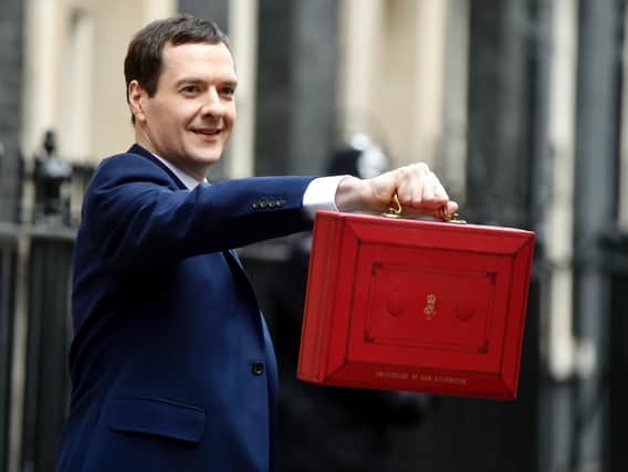 George Osborne in Downing Street this morning.