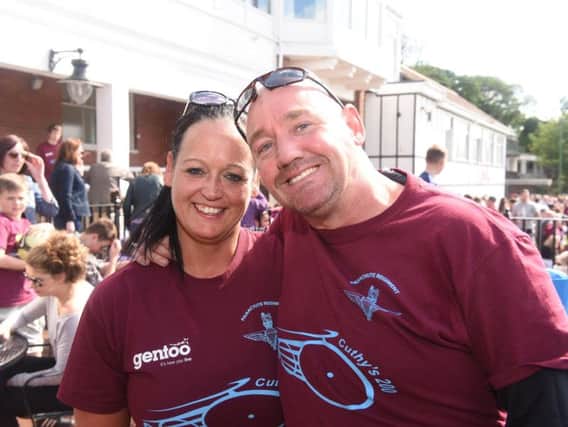 Carla and Tom Cuthbertson at the end of last year's ride.