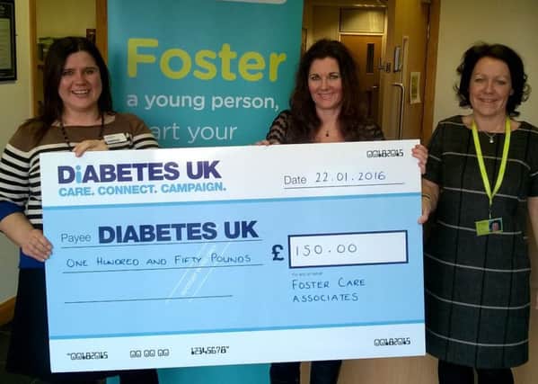 From left, Louise Simonia of, Diabetes UK, FCA foster carer Angie Physick, and Joanne Wheatley, placements manager for FCA North East.