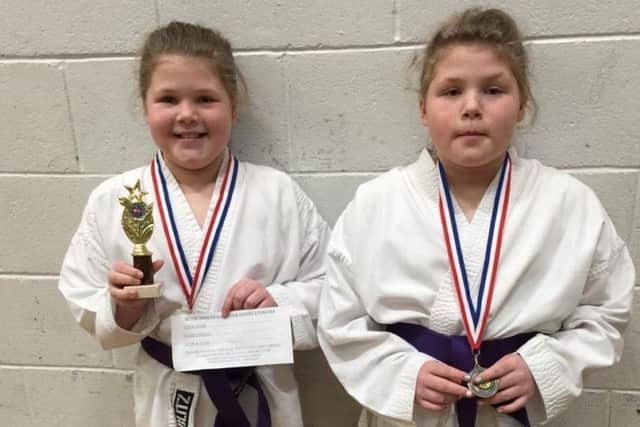 Twins Niamh and Olivia Scorer, who were successful in a recent karate competiton.