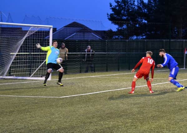 Michael Sweet scores for Consett in their 8-5 win over Washington last night. Pic: Gary Welford.