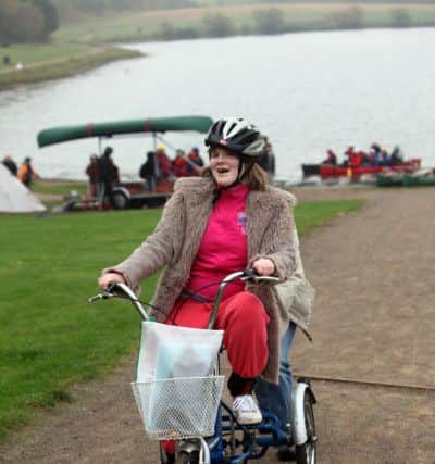 Charlotte Hunt, 18, uses one of the bikes before they were snatched.