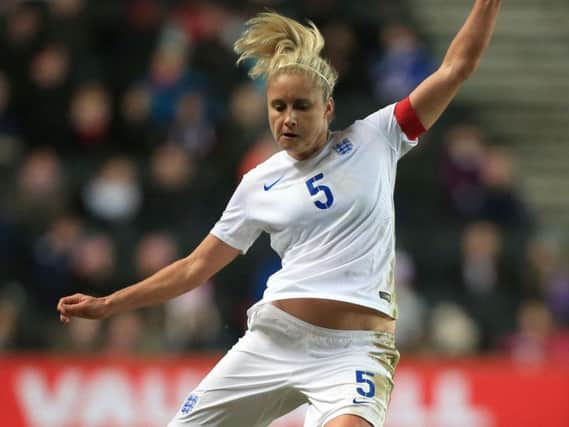 Steph Houghton, pictured in action for England.