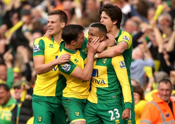 Norwich celebrate their win against Newcastle