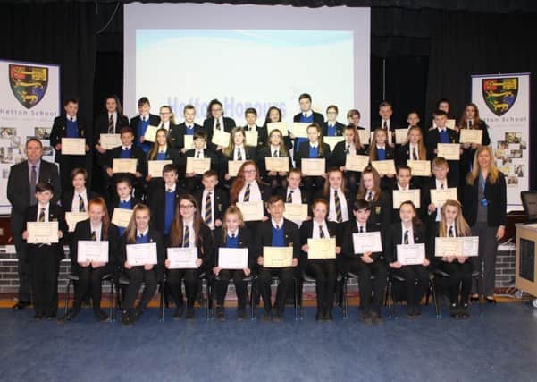 Hetton School students with their awards.