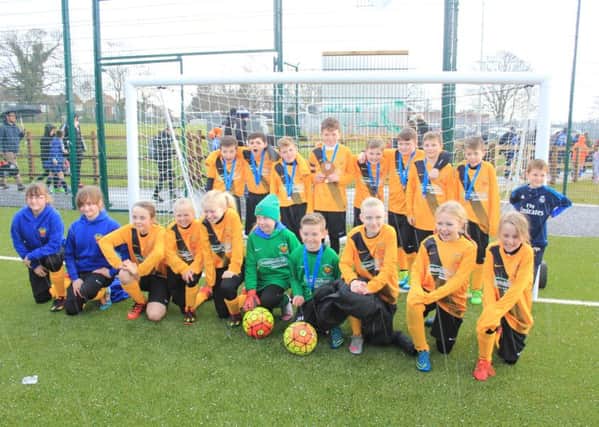 Young footballers at Easington Colliery Primary School.