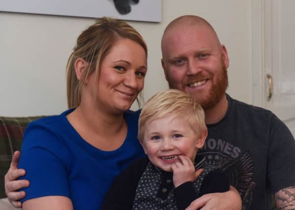 Rob and Caroline Calvert, of Craigshaw Square, Hylton Castle, Sunderland, pictured with their son William.