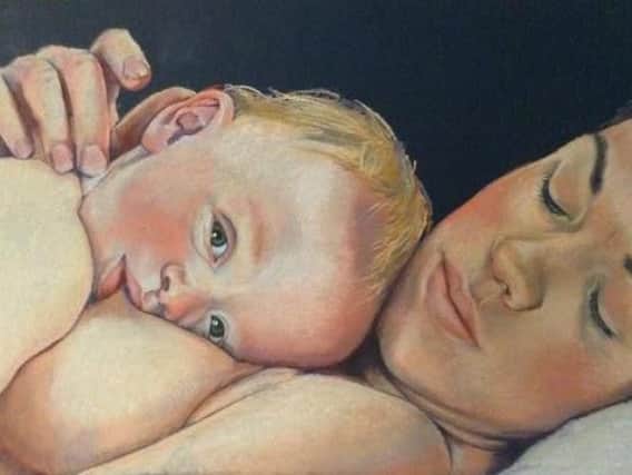 A self-portrait of Leanne Pearce, the artist, and her first daughter.