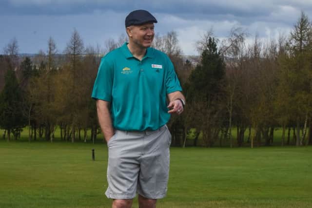 Steve Howey about to take his next shot at the launch of the North East FootGolf Series at Ramside Hall Hotel & Golf Club