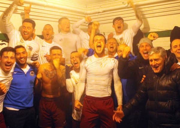 South Shields celebrate promotion at Easington last night. Picture by Peter Talbot
