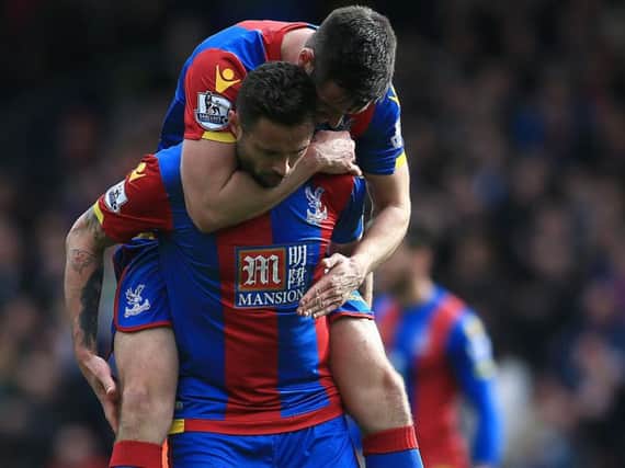Crystal Palace celebrate their win over Norwich yesterday