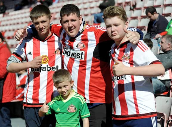 Sunderland supporters photographed during their 2-0 loss at the Stadium of Light against Leicester City