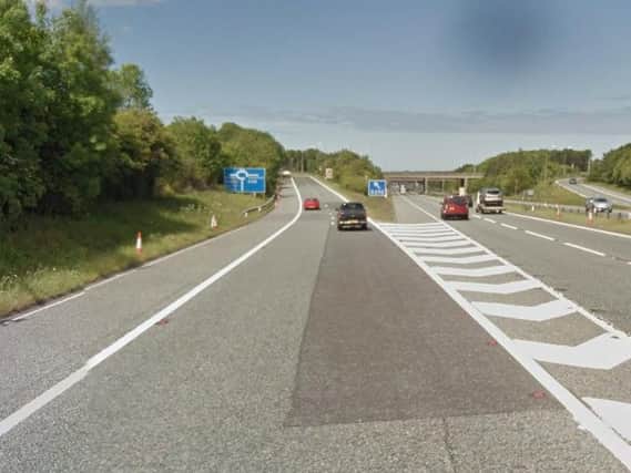 The A1M at the junction for Carville. Copyright Google Maps.