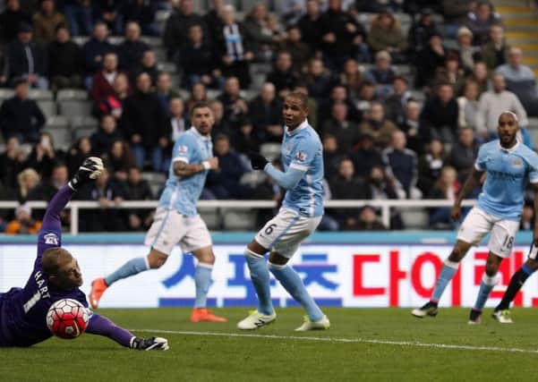 Joe Hart can't keep out Vurnon Anita's equaliser for Newcastle
