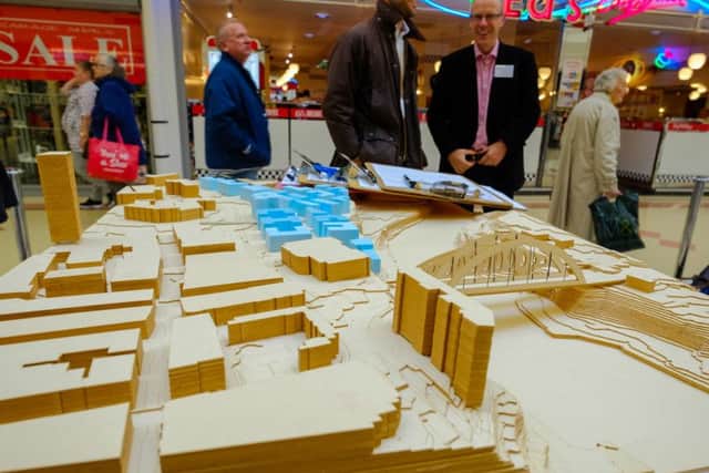 Plans for thre former Vaux brewery site in Sunderland city centre were put on show to the public in The Bridges shopping centre.