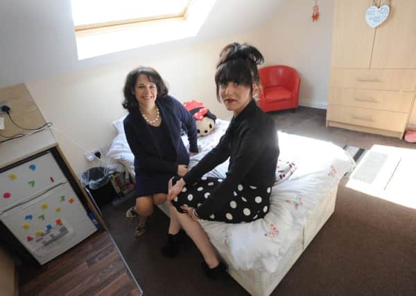 Sunderland Central MP Julie Elliott visits the Centrepoint hostel in the city, with resident Jasmine.