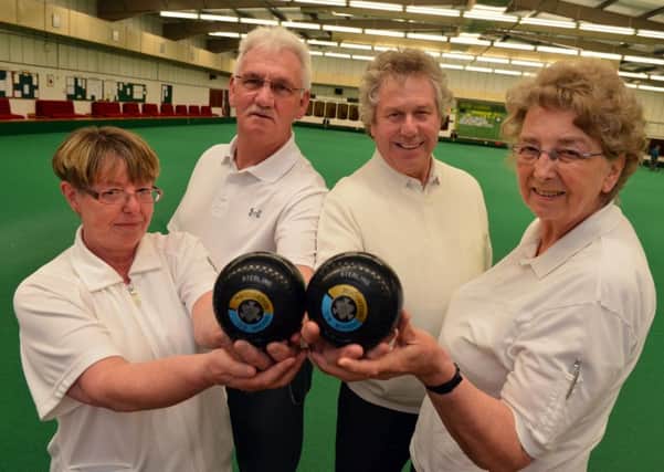 The mixed pairs finalists at Houghton Bowling Club. From left: Joan Baker and Fred Fletcher with Bill Laidler and Joan Watt