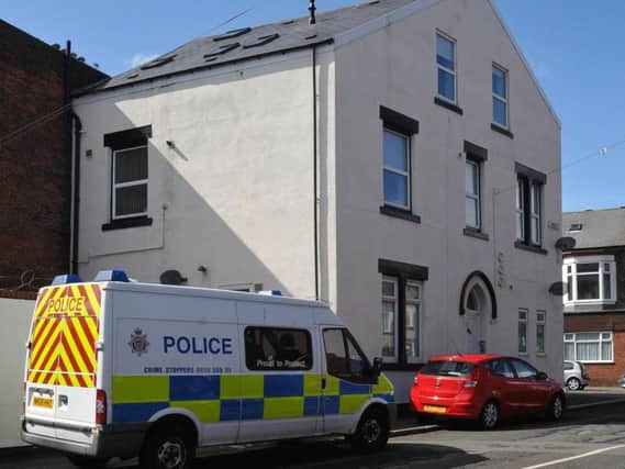 Police in Zetland Street of where a cannabis farm was discovered